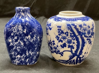 2 Schladerer & More Blue & White Ceramic Vessel