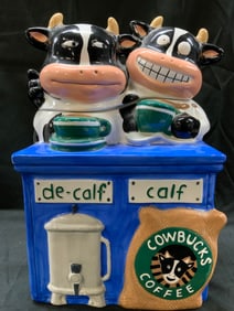 Cooks Club COWBUCKS COFFEE Ceramic Cookie Jar