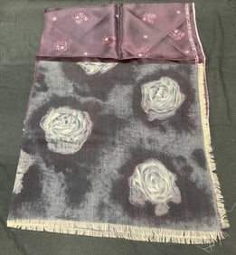 Lot 2 Purple Silk & Wool Patterned Scarves