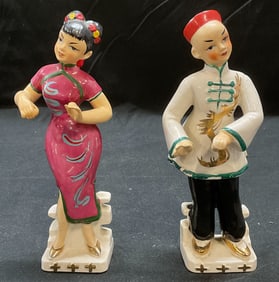 Pair Vtg Nikoniko Japan Ceramic Figurines