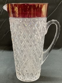 Red to Clear Cut Crystal Diamond Pitcher