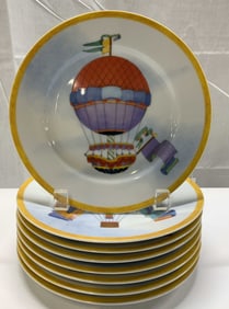 Lot 8 Williams Sonoma Air Ballon Porcelain Plates