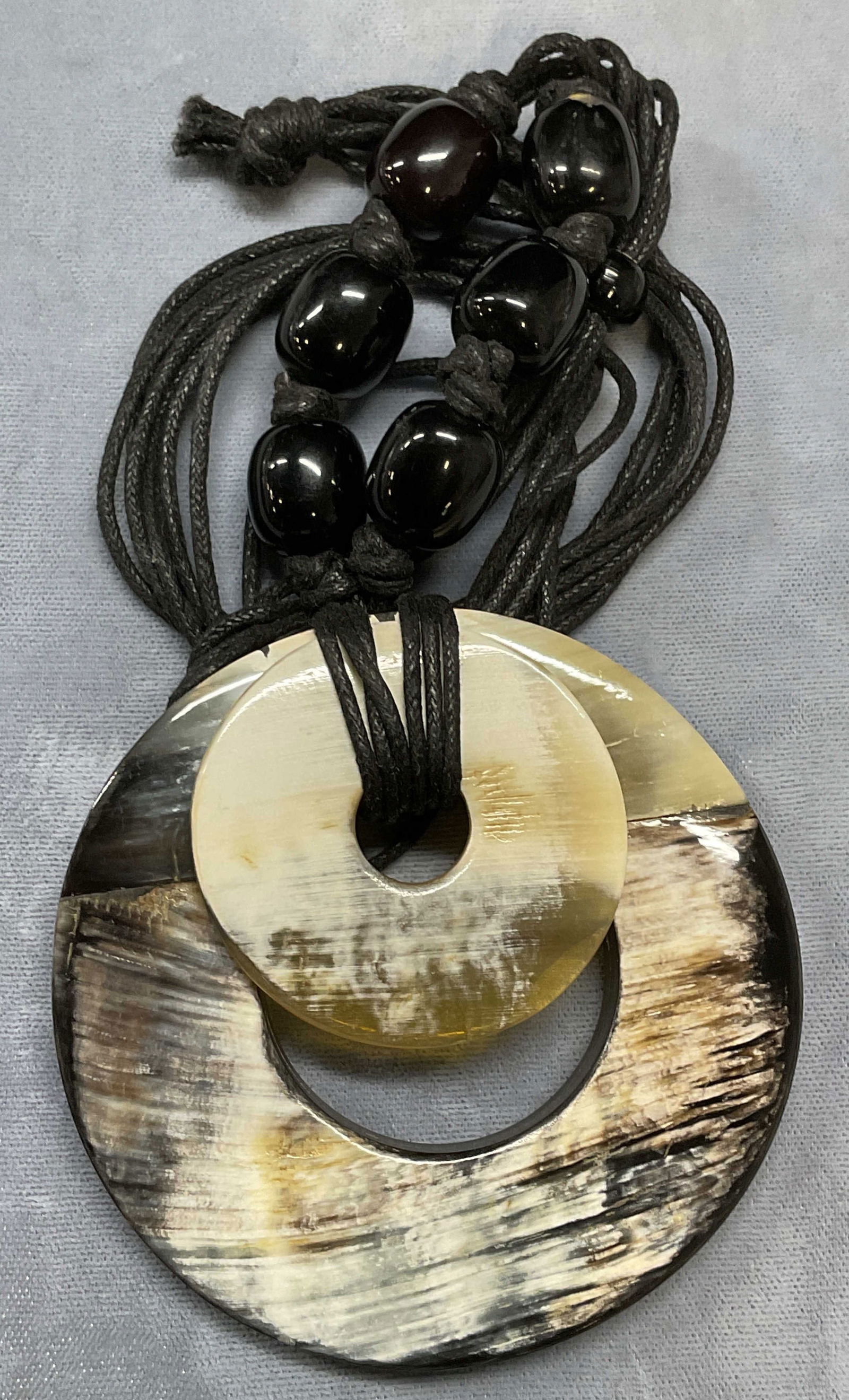 Black & White Beaded Disc Pendant Necklace (1 of 6)
