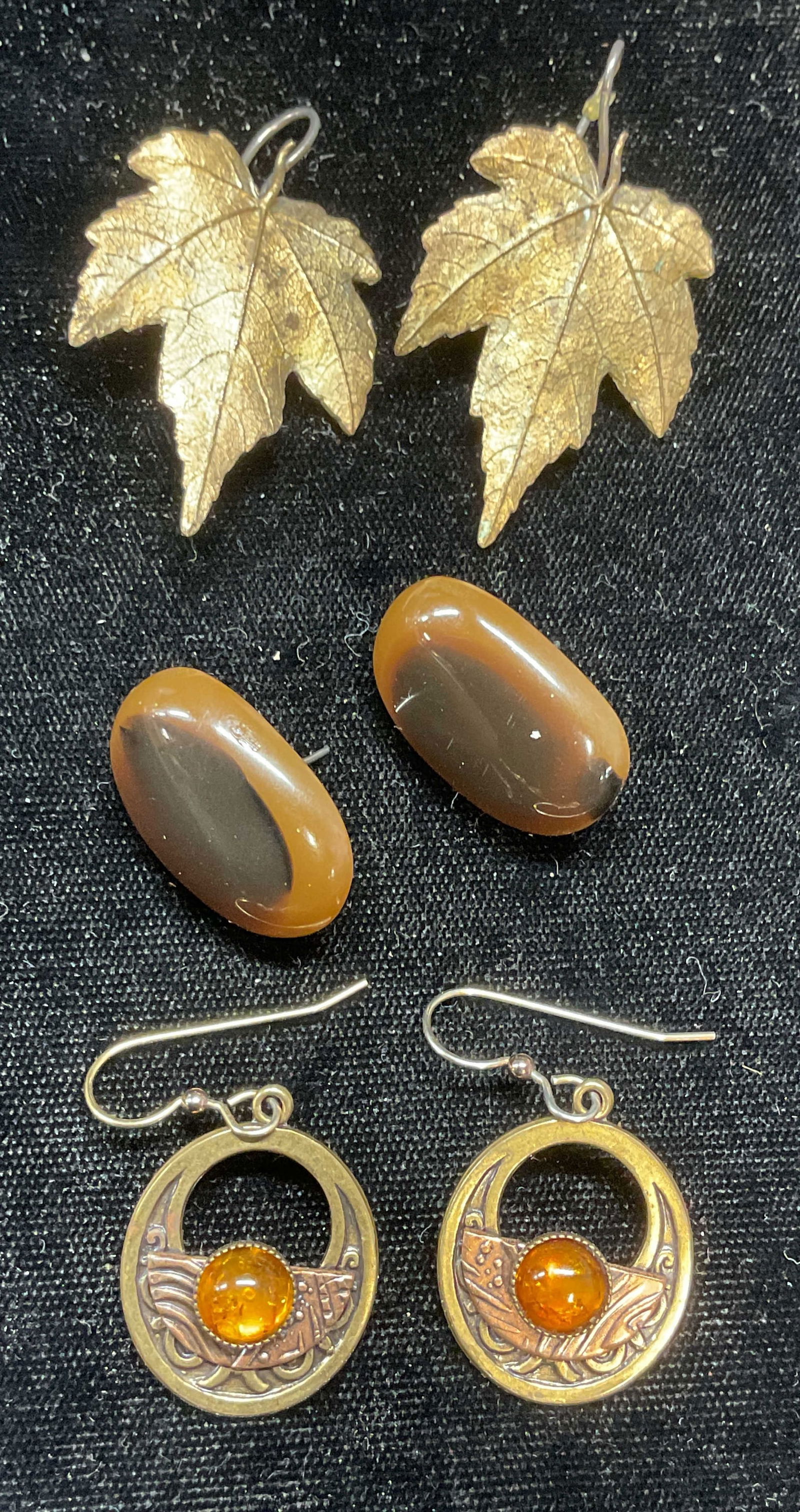 Lot 3 Gold Tone Amber Earrings + More (1 of 7)