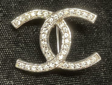 Sterling Silver Cubic Zirconia CC Brooch