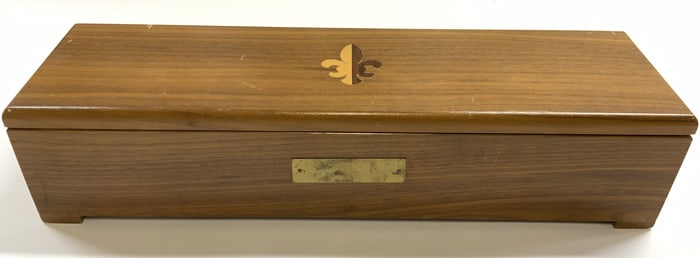 Vtg Wooden Sectioned Keepsake Box W Fleur De Lis