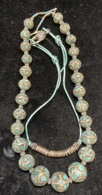 Lot 2 Silver Tone Blue Stone Beaded Necklace +