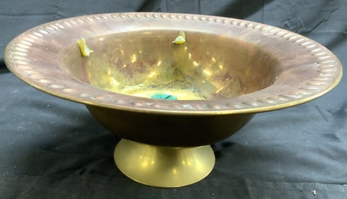 HOSLEY Pedestaled Brass Vessel Centerpiece