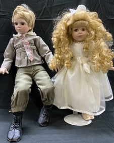Lot 2 Vntg Jan Hollebrands Porcelain Doll 1991