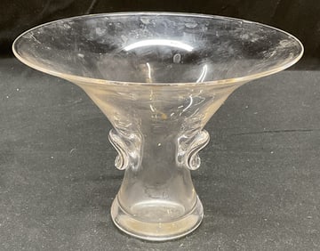 Vtg Steuben Art Glass Fluted Trumpet Vase