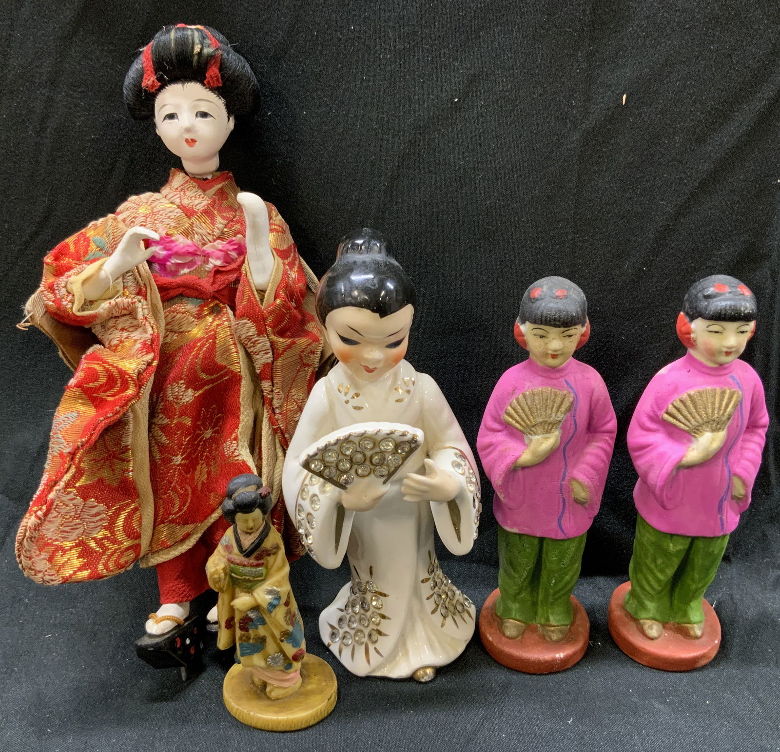 Lot 5 Vntg Porcelain & More Asian Figurines JAPAN+ (1 of 12)
