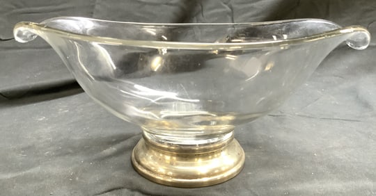 Sterling Silver Base Art Glass Sauce Bowl