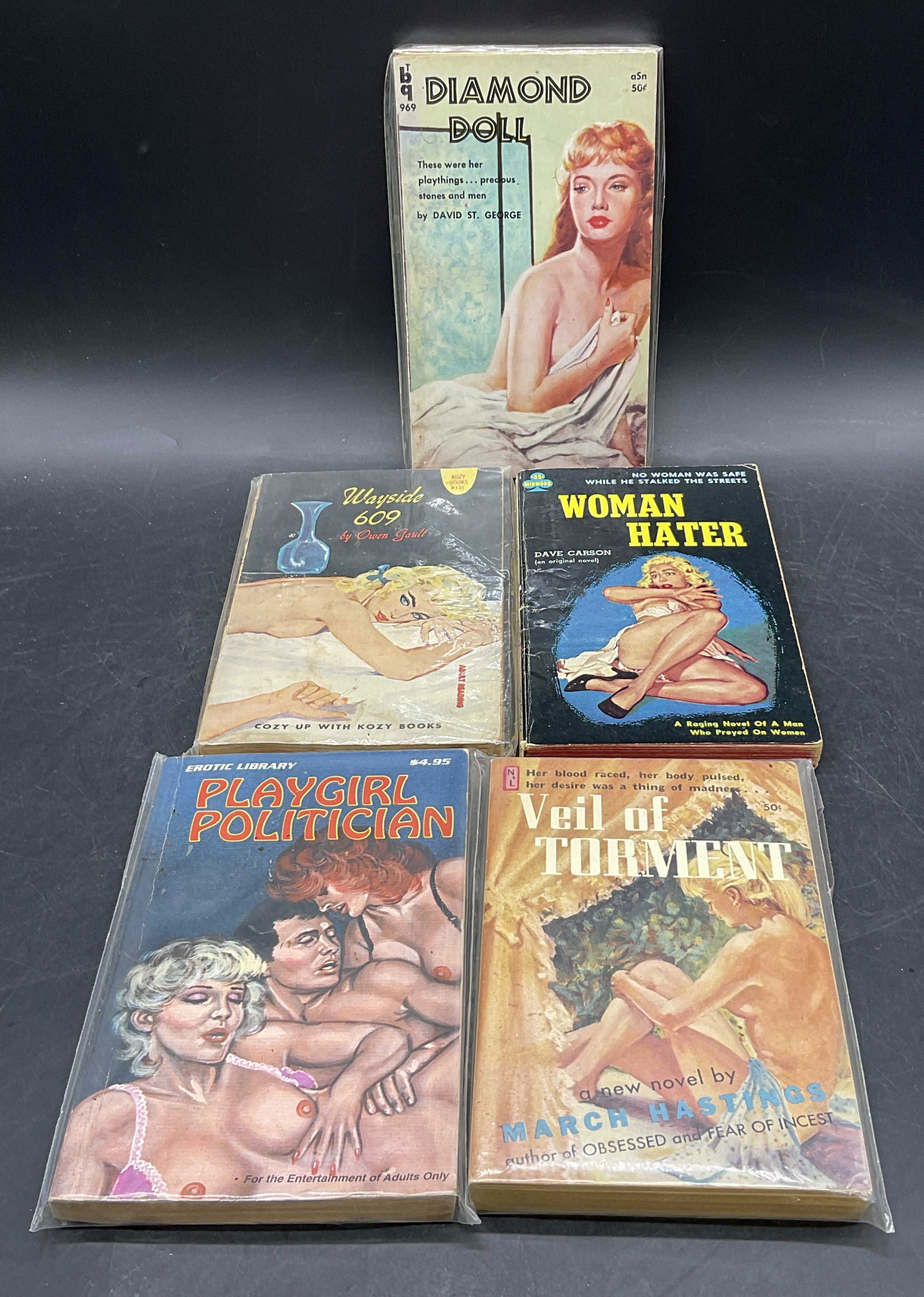 5 Vntg Pulp Fic Erotica Books, David Carson+ 1960+ (1 of 7)