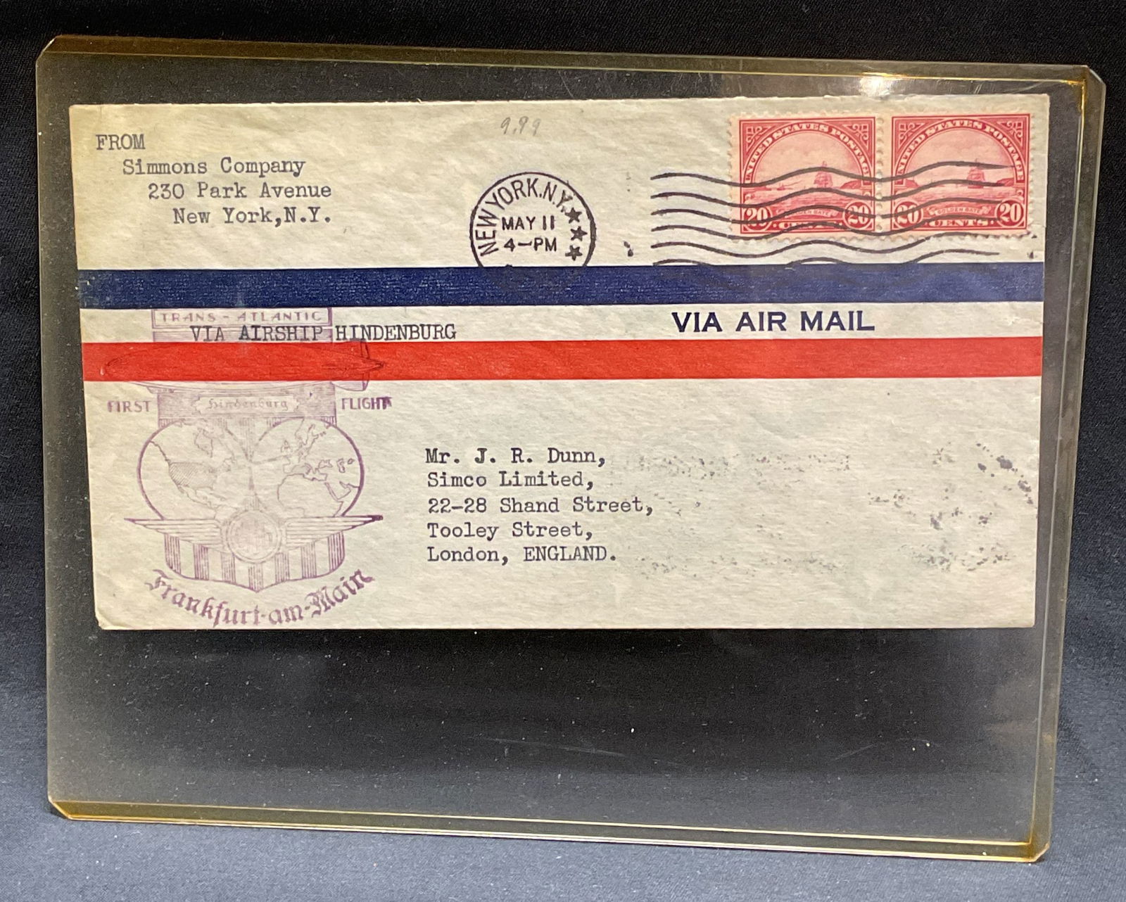 1936 Airship Hindenburg Air Mail USA Frankfurt (1 of 6)