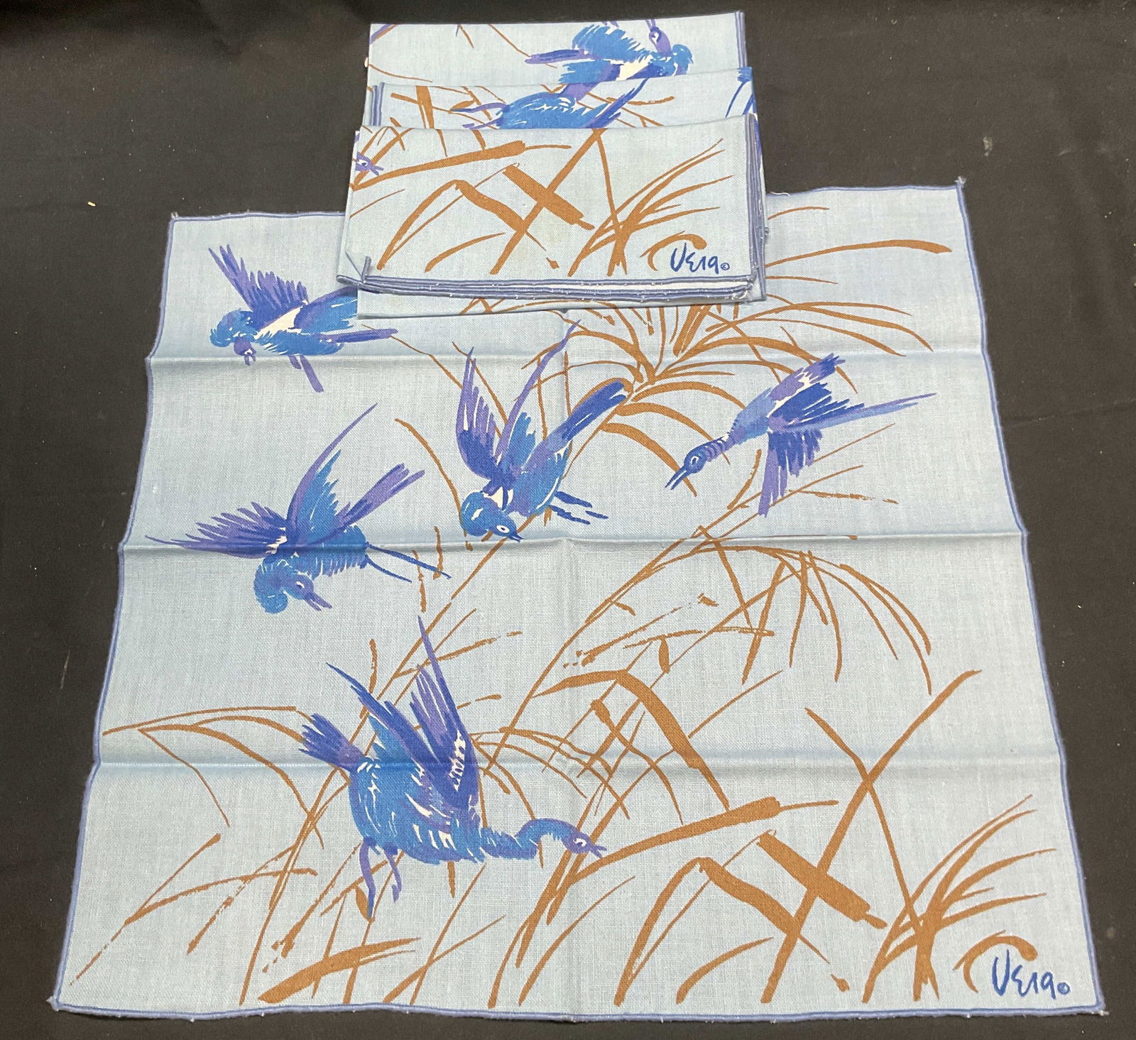 Set 4 Vtg Vera Blue Duck Print Dinner Napkins (1 of 6)