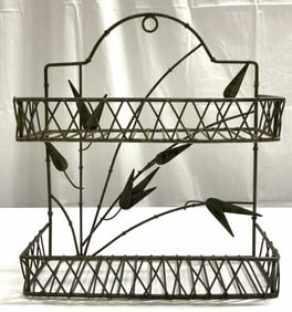 Vintage 2 Tier Metal Wall Mount Spice Rack