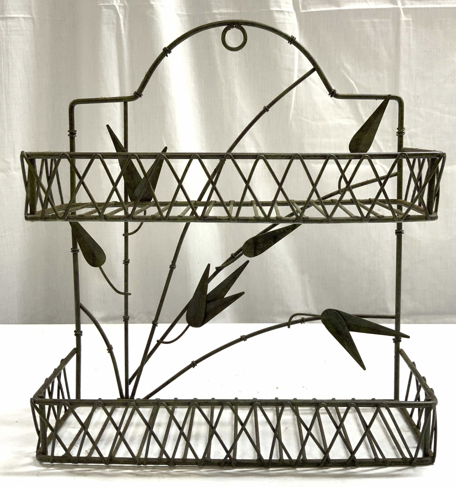 Vintage 2 Tier Metal Wall Mount Spice Rack (1 of 6)