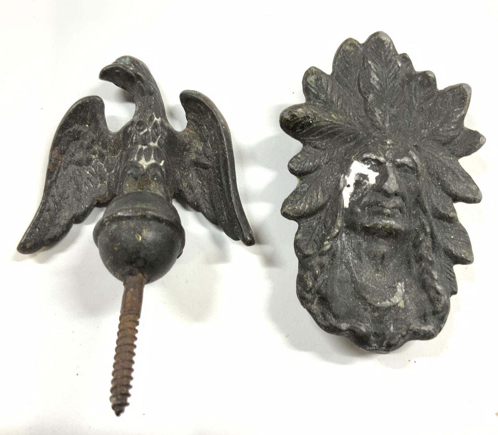 Vintage Metal Native Chief Buckle & Bird Finial (1 of 7)