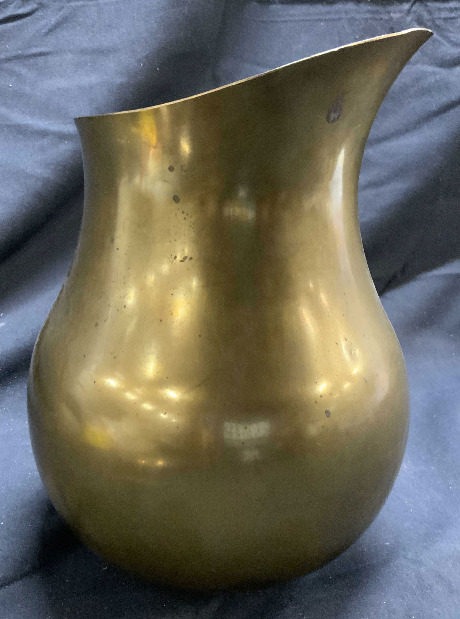 PB RODGERS Vtg Handle Less Gilt Metal Pitcher (1 of 7)