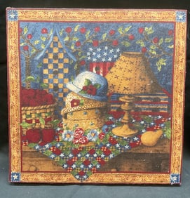 Decoupage Still Life Fabric Wood Panel