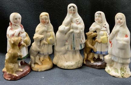 Lot 5 Antique Little Red Riding Hood Figurals