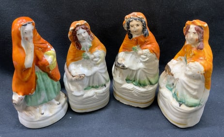 Lot 4 Antique Little Red Riding Hood Figurals