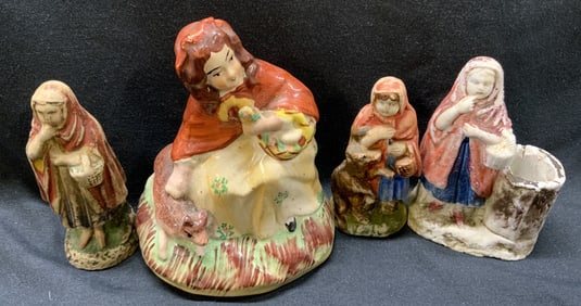 Antique Little Red Riding Hood Figural & Vessel