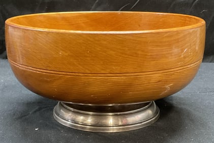 Vtg Silvercraft Sterling Silver Footed Wood Bowl