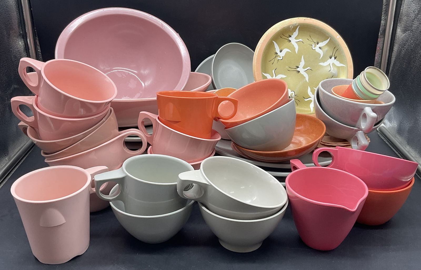 Grp Lot Vtg MCM Melamine Dinnerware, BOONTON USA+ (1 of 10)