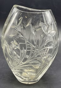 Cut Crystal Floral Motif Vase