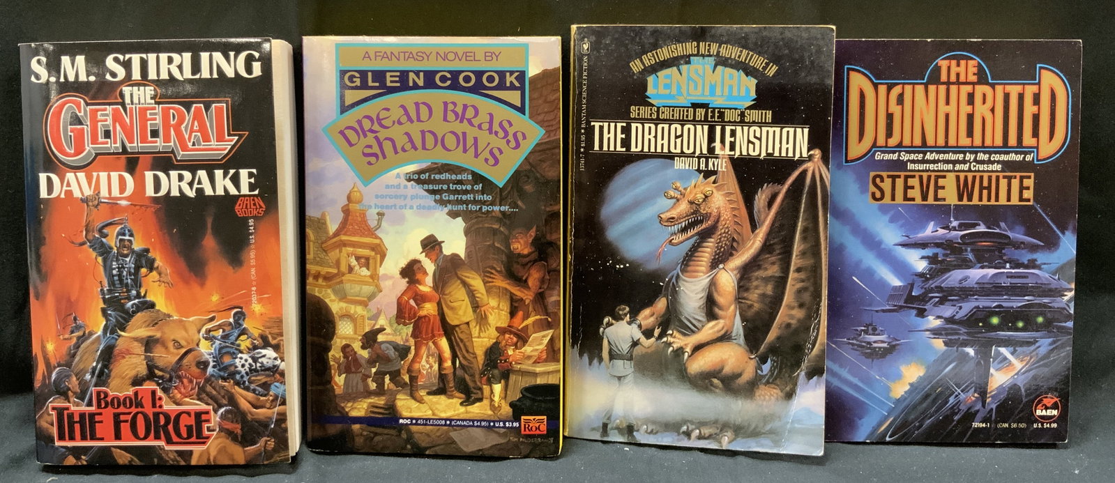 Lot 4 Vintage Fantasy Novels 1980-1990s: Lot 4 Vintage Fantasy Novels 1980-1990s 4 paper back fantasy novels including, The General Book I: THE FORGE by S.M. Sterling David Drake, Dread Brass Shadows by Glen Cook, The Dragon Lensman by David