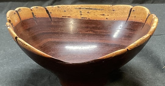 Signed UDV Hand Turned Wood Bowl