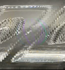 ORREFORS Signed Art Glass Cube Paperweight