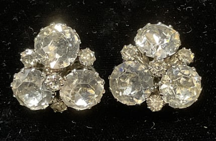 Vintage Weiss Silver Tone Crystal Earrings