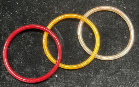 Lot 3 Red & Orange Glass Bangle Bracelets