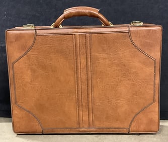 Vintage Brown Leather Top Handle Briefcase