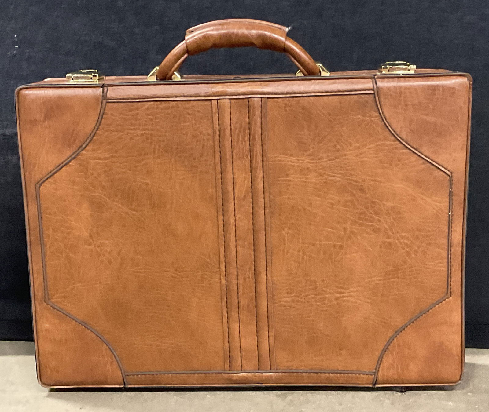 Vintage Brown Leather Top Handle Briefcase (1 of 10)