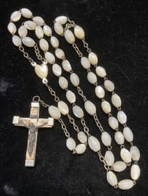 Mother of Pearl Rosary Bead Necklace, France