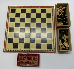 Vintage Chess & Draughts Board Game England