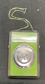 Vtg Terri Art Deco Green Bakelite Vanity Case