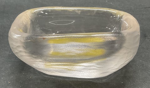 Signed Chiseled Art Glass Bowl
