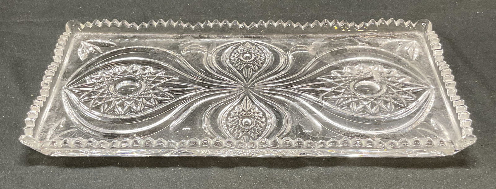 Vintage Heavy Glass Hobstar Sawtooth Tray (1 of 6)