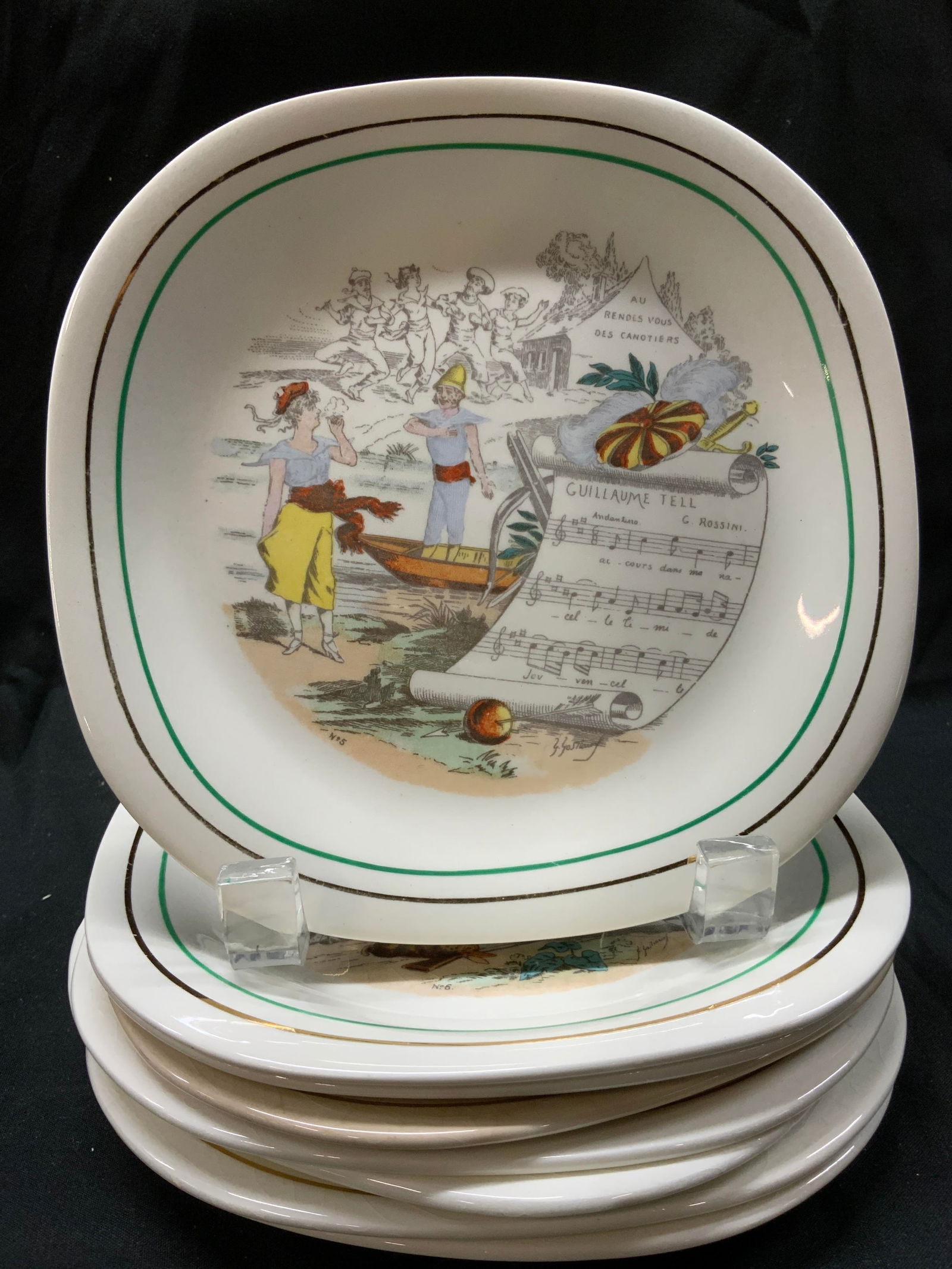 Lot 8 Vntg Porcelain Musical Opera Plates ENGLAND (1 of 10)