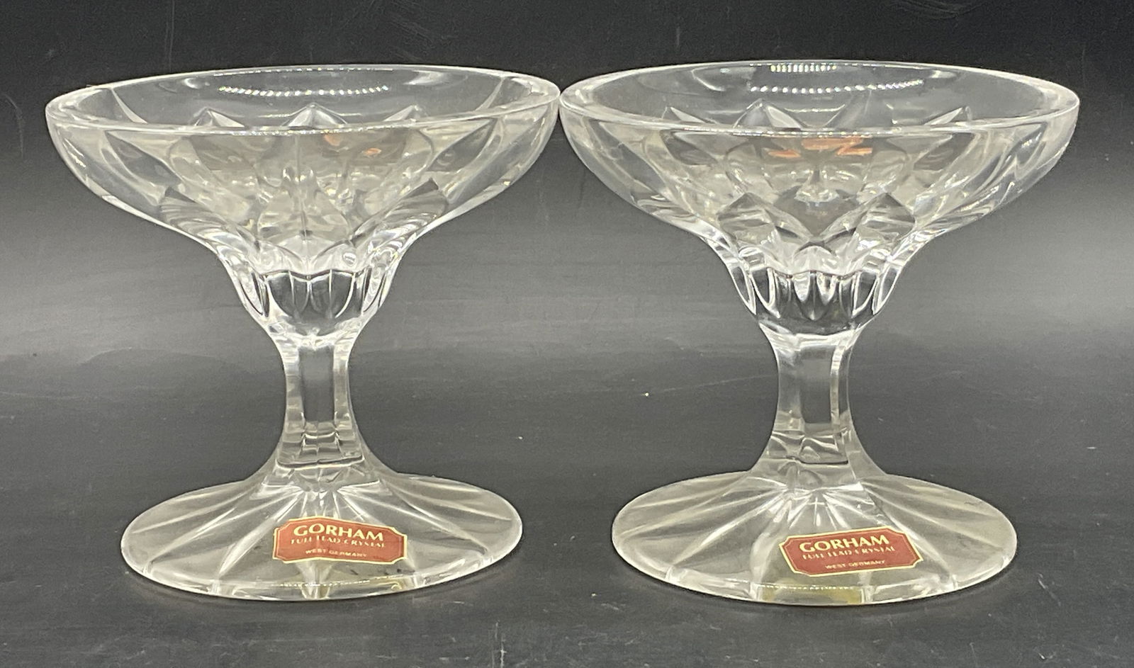 GORHAM Full Lead Crystal Candle Holders, West Germ (1 of 6)
