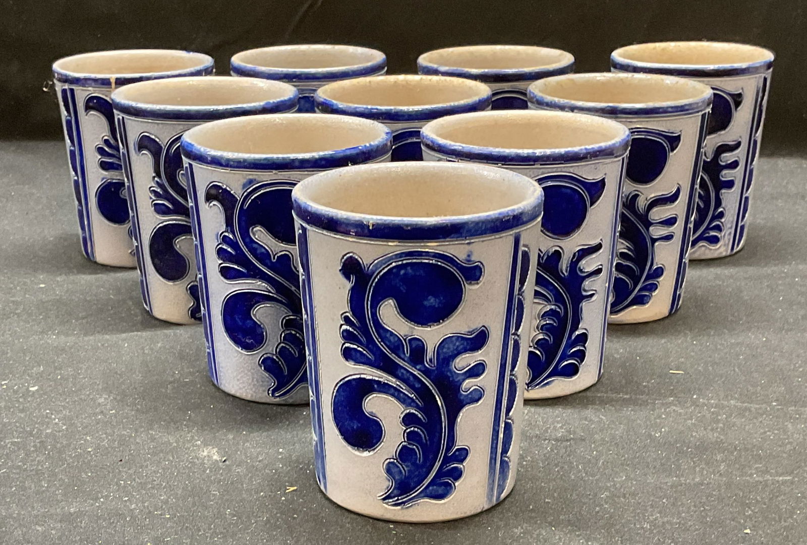 Set 10 Reinh Merkelbach Stoneware Cups, Germany (1 of 6)