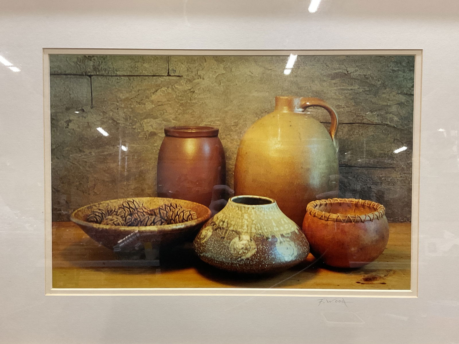 Signed F Wood Still Life Pottery Fine Art Print (1 of 7)