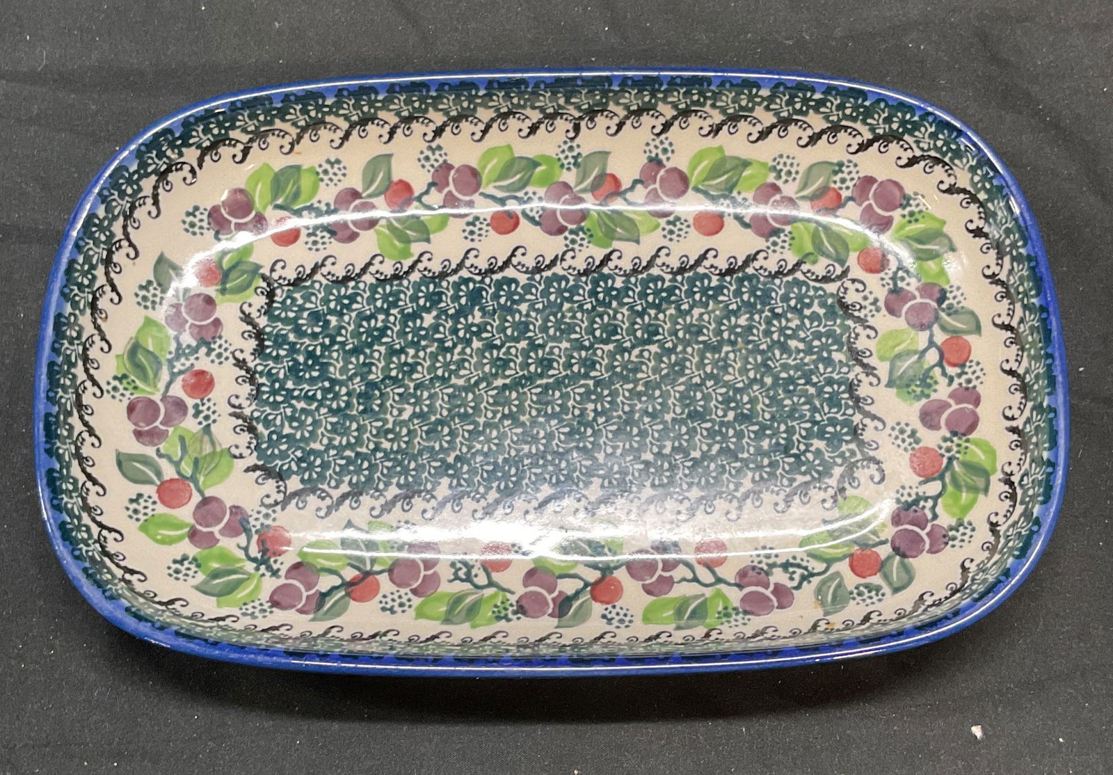 Signed Handmade Polish Floral Ceramic Dish (1 of 6)