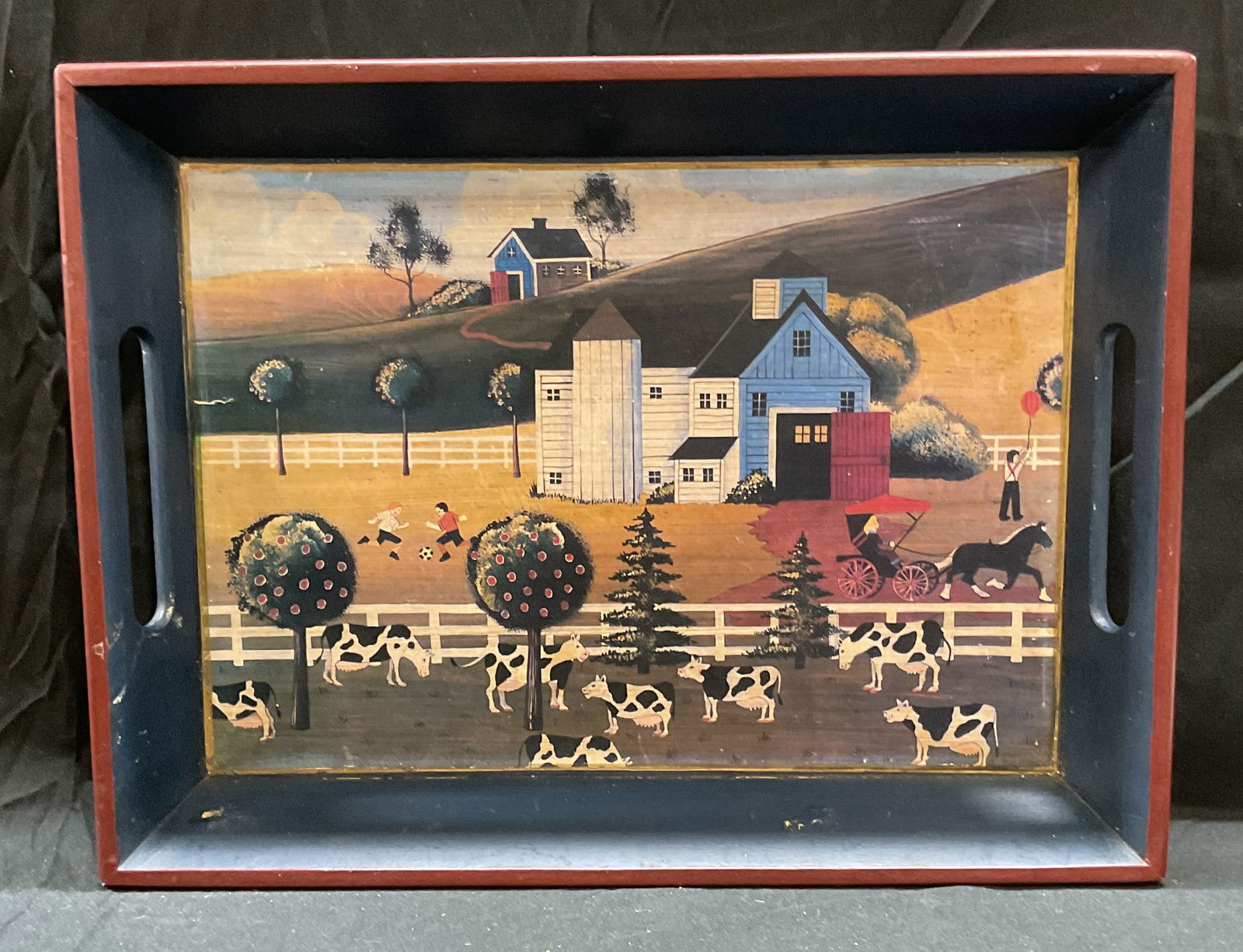 Blue Wood Farm & Cows Table Tray (1 of 6)