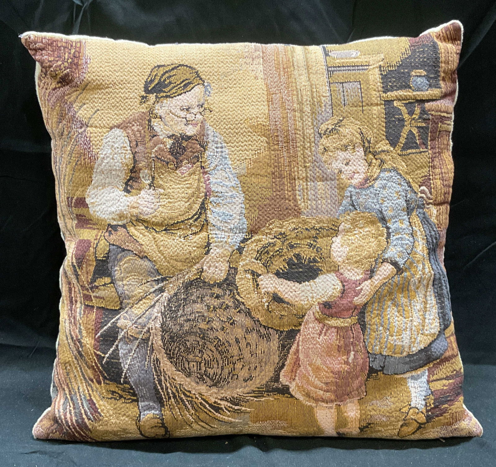 Vintage Basket Weaver Tapestry Pillow (1 of 6)