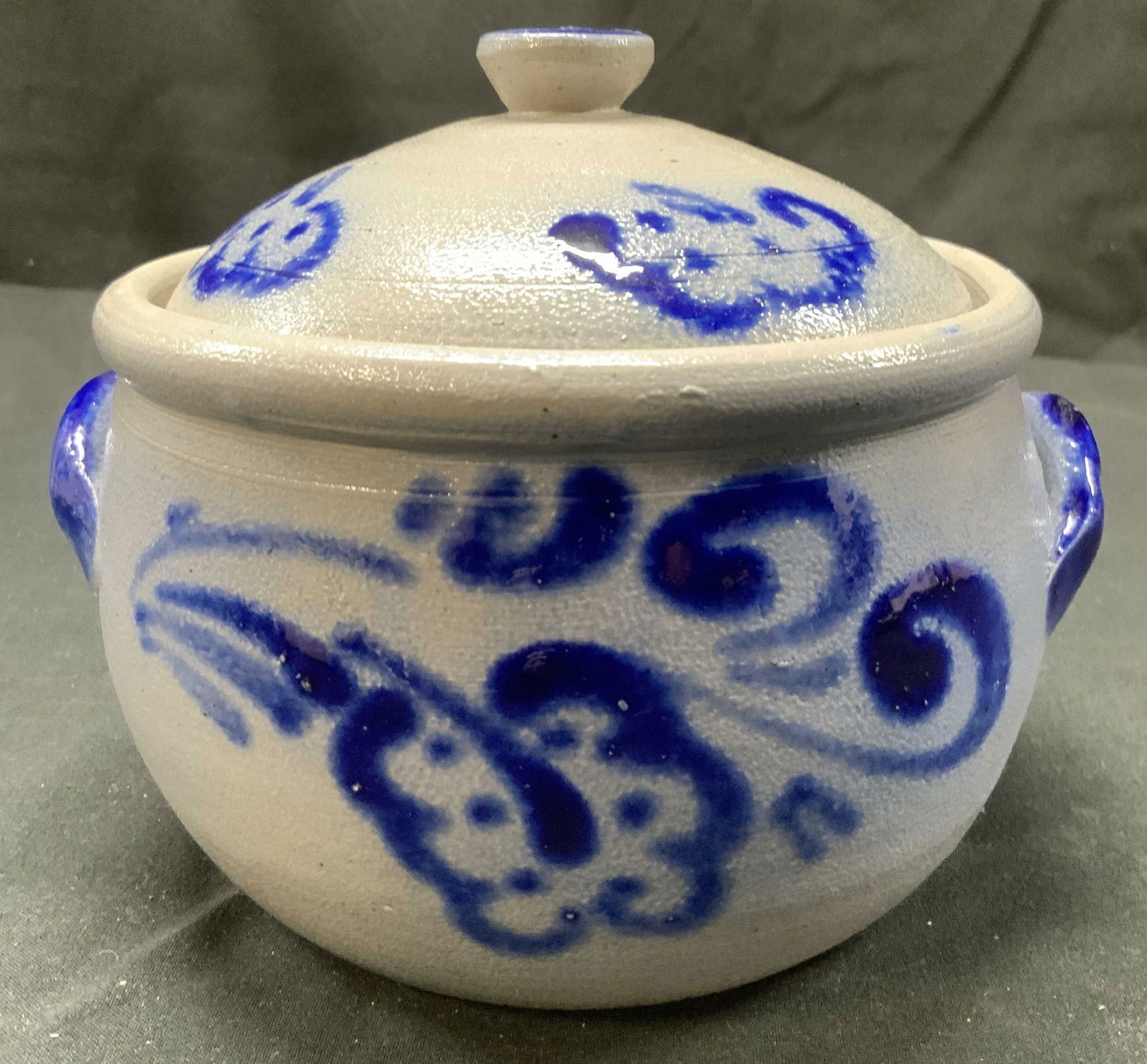 German Salt Glaze Ceramic Pottery Jam Pot W Lid (1 of 7)
